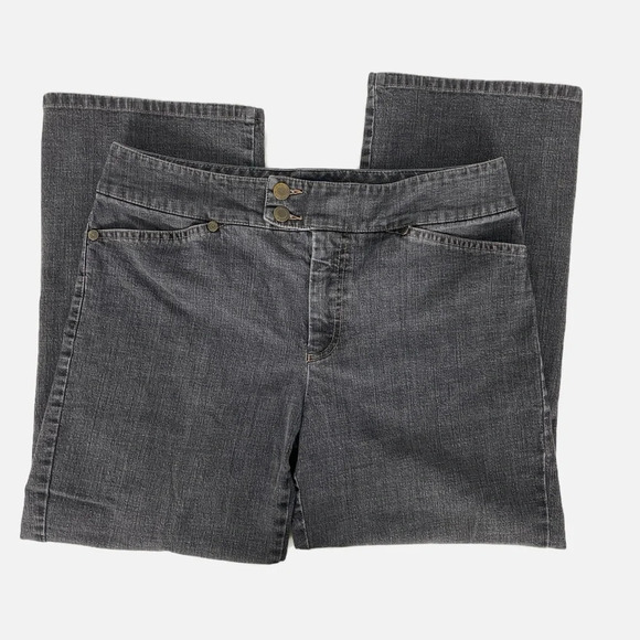 Tribal Cropped Jeans Pants Size 10 Stretch Gray Denim - Picture 1 of 10